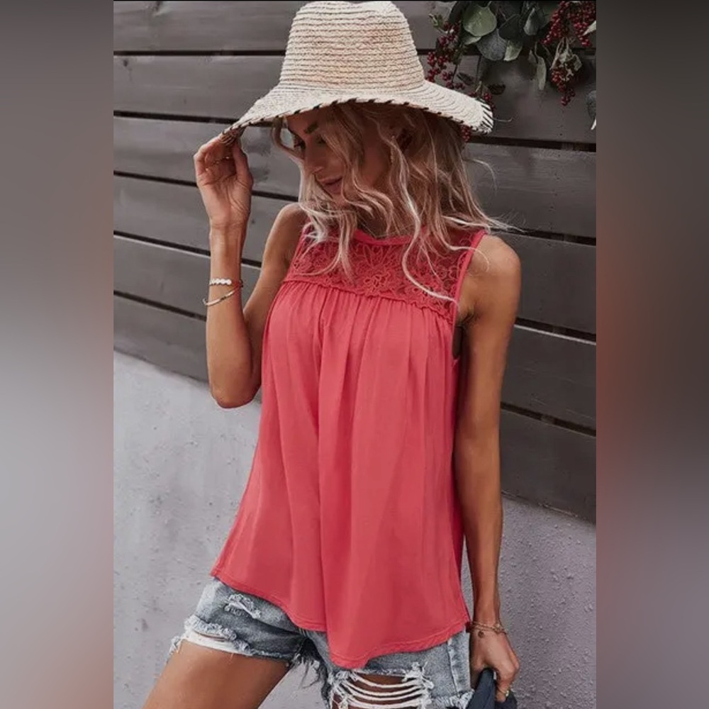 #52 Sweet Rain Red Lace Top